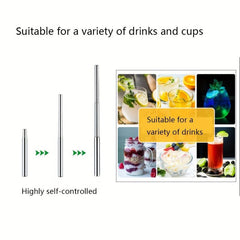 Retractable Stainless Steel Straw with Cleaning Brushes