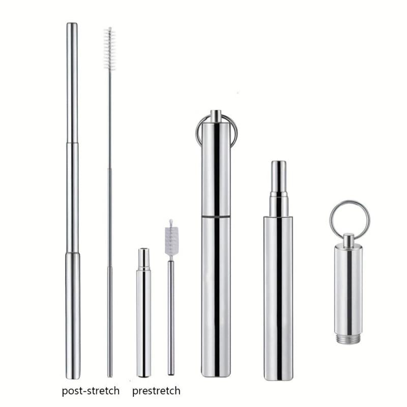 Retractable Stainless Steel Straw with Cleaning Brushes