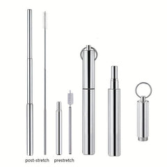 Retractable Stainless Steel Straw with Cleaning Brushes