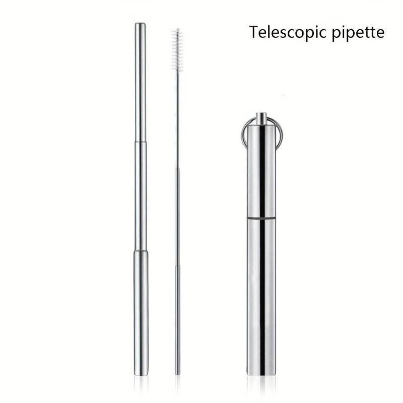 Retractable Stainless Steel Straw with Cleaning Brushes