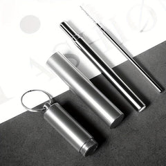 Retractable Stainless Steel Straw with Cleaning Brushes