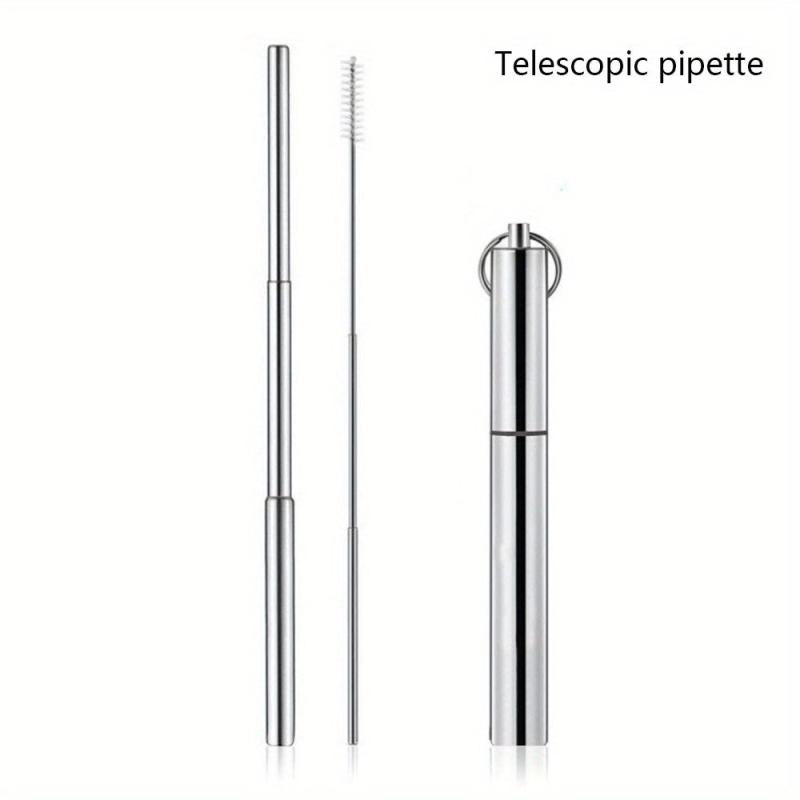 Retractable Stainless Steel Straw with Cleaning Brushes
