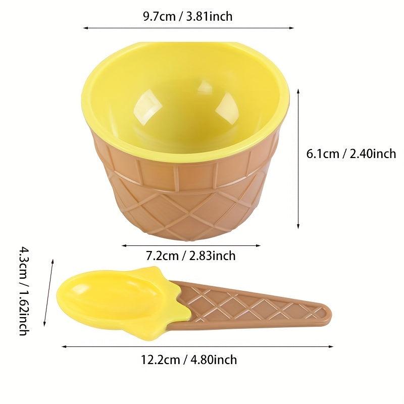 Colorful Ice Cream Cone and Spoon Set for Parties and Kitchen