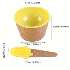 Colorful Ice Cream Cone and Spoon Set for Parties and Kitchen