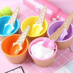 Colorful Ice Cream Cone and Spoon Set for Parties and Kitchen