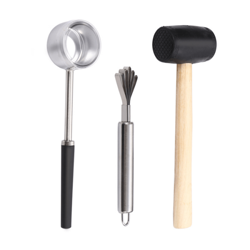 3pcs Coconut Opening Tool Coconut Hammer Coconut Opener Multifunctional