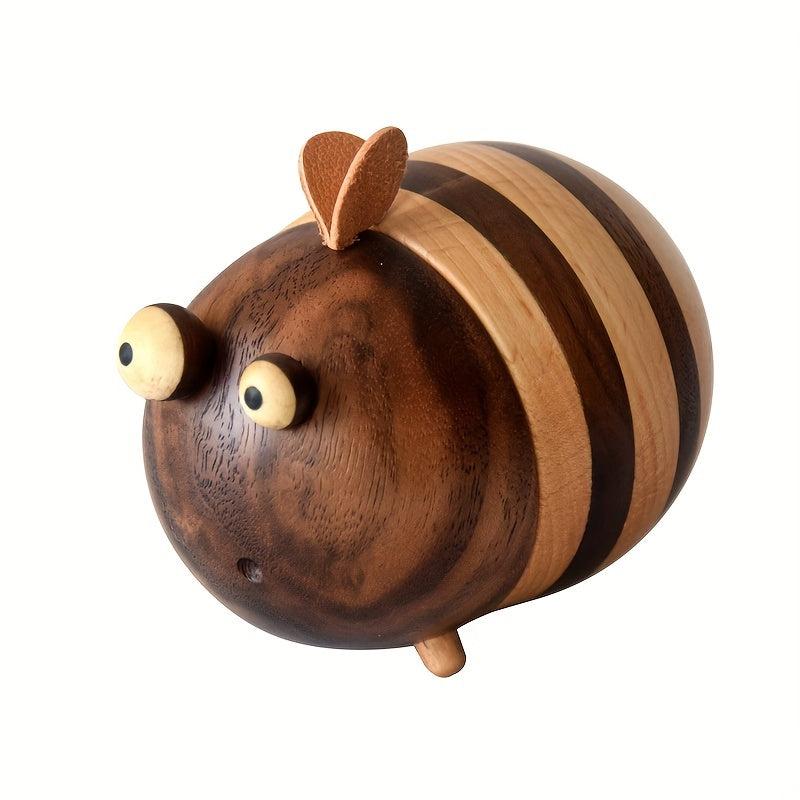Wooden Bee Toothpick Holder With Lid, Non-slip & Wear-resistant
