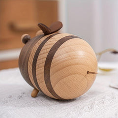 Wooden Bee Toothpick Holder With Lid, Non-slip & Wear-resistant