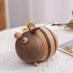 Wooden Bee Toothpick Holder With Lid, Non-slip & Wear-resistant