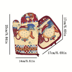 2pcs Heat Insulation Pad and Gloves Set for Warm Hands