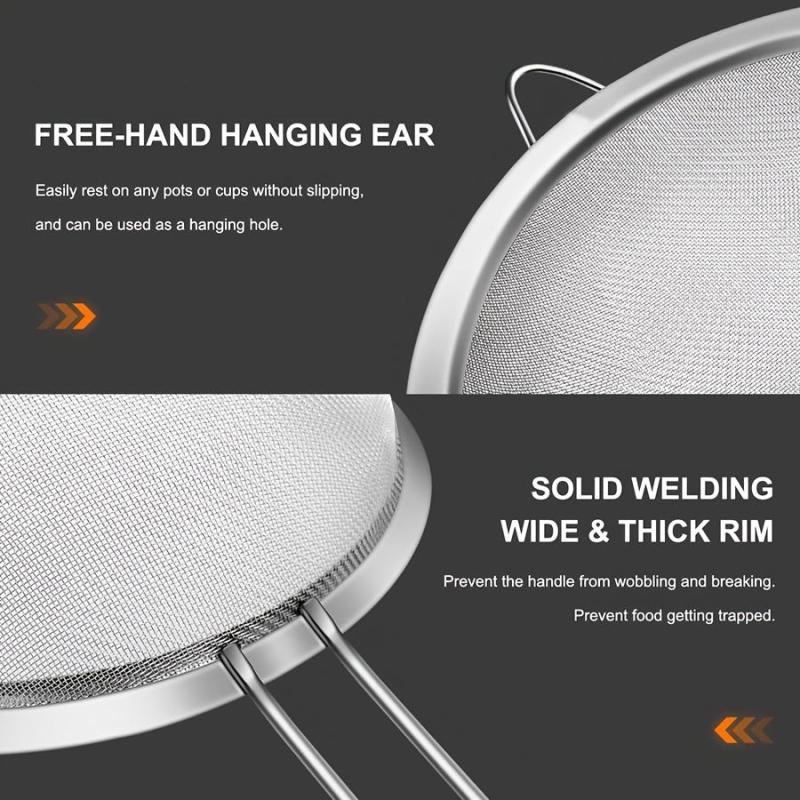 4pc Stainless Steel Mesh Strainers Set Sift Strain Sieve Kitchen Cookware