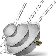 4pc Stainless Steel Mesh Strainers Set Sift Strain Sieve Kitchen Cookware