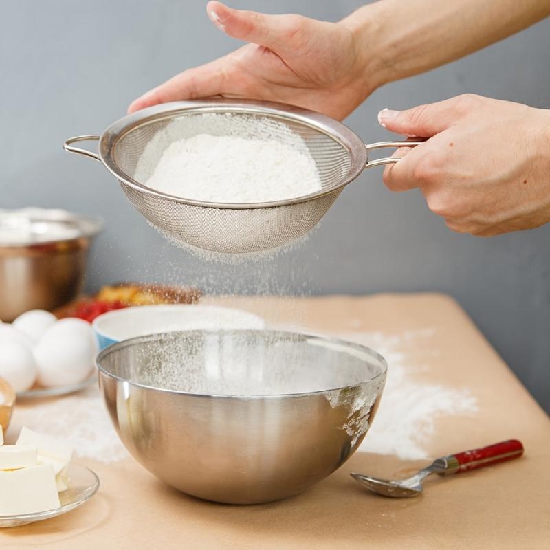 4pc Stainless Steel Mesh Strainers Set Sift Strain Sieve Kitchen Cookware
