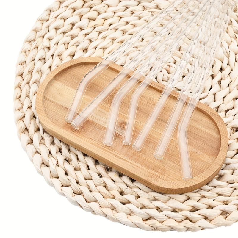 20pcs Transparent Heart Glass Straw High Borosilicate Straw with Cleaning Brush