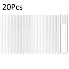 20pcs Transparent Heart Glass Straw High Borosilicate Straw with Cleaning Brush