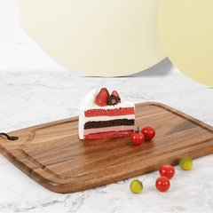 Small Wood Cutting Board with Juice Groove & Handles for Kitchen