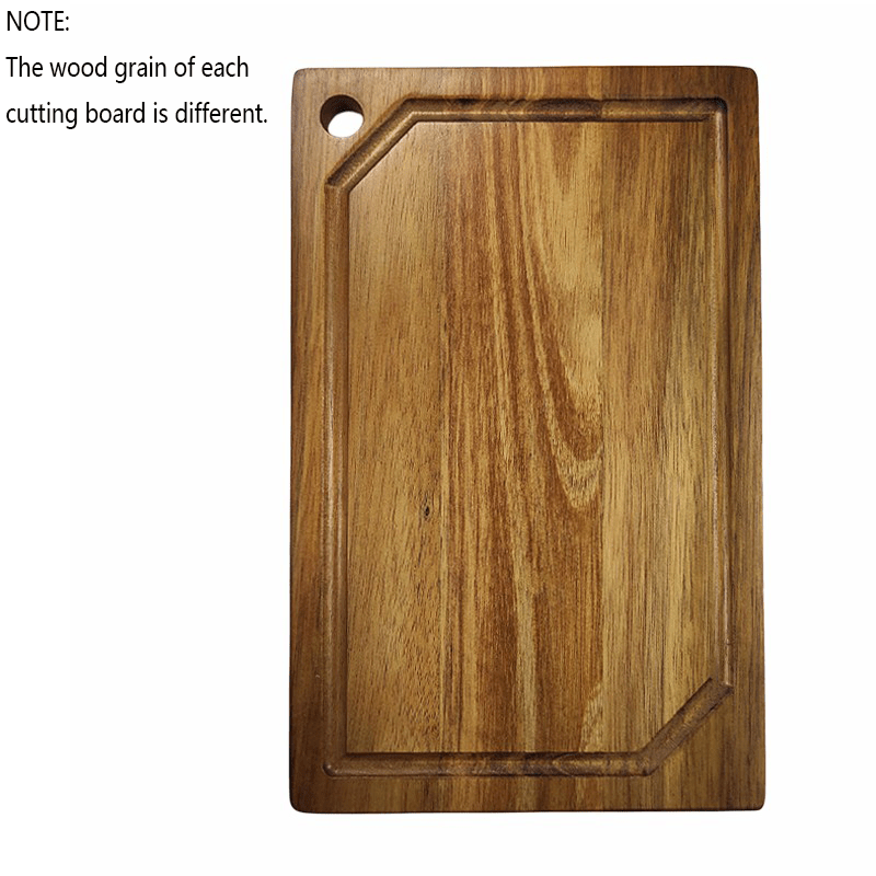 Small Wood Cutting Board with Juice Groove & Handles for Kitchen