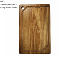Small Wood Cutting Board with Juice Groove & Handles for Kitchen