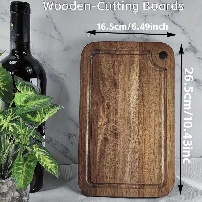 Small Wood Cutting Board with Juice Groove & Handles for Kitchen