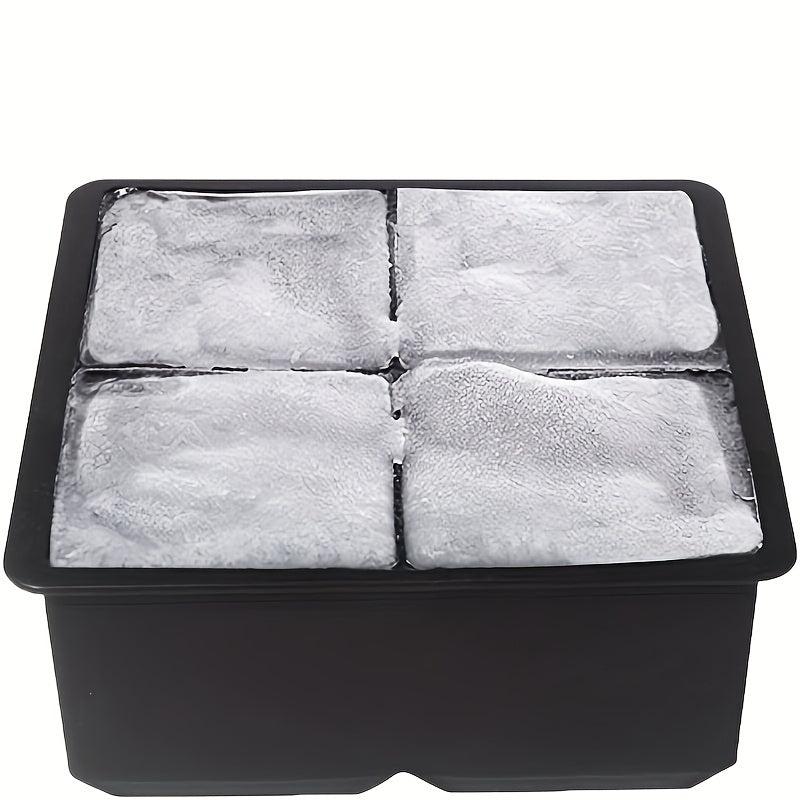 Large Ice Cube Trays 4 Grids Silicone Square Mold Whiskey Cocktails Drinks Chill