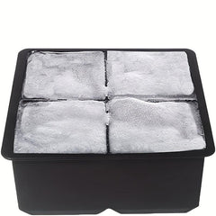 Large Ice Cube Trays 4 Grids Silicone Square Mold Whiskey Cocktails Drinks Chill