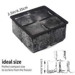 Large Ice Cube Trays 4 Grids Silicone Square Mold Whiskey Cocktails Drinks Chill