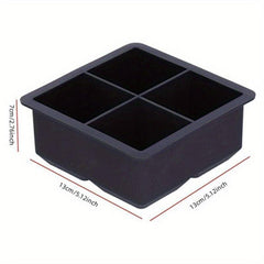 Large Ice Cube Trays 4 Grids Silicone Square Mold Whiskey Cocktails Drinks Chill