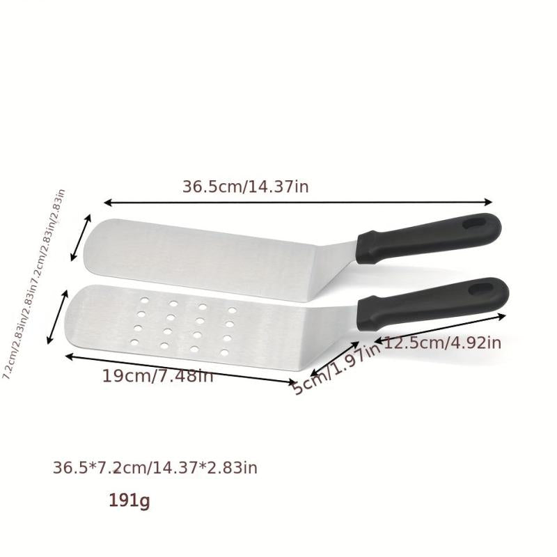 2pcs Big Metal Griddle Spatula Large Burger Smasher Hamburger Turner Scraper