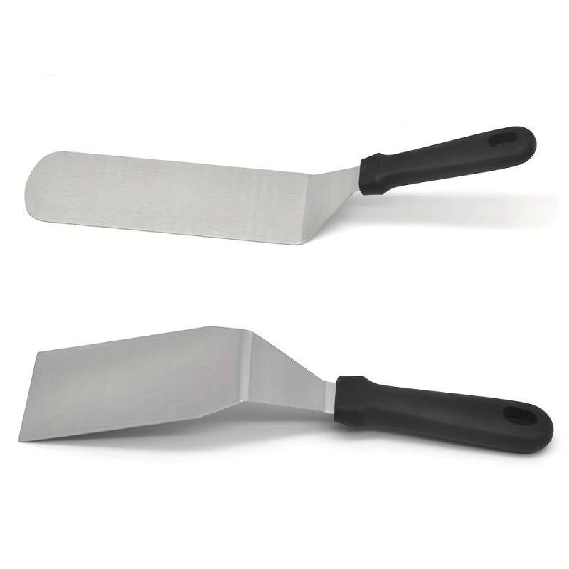 2pcs Big Metal Griddle Spatula Large Burger Smasher Hamburger Turner Scraper