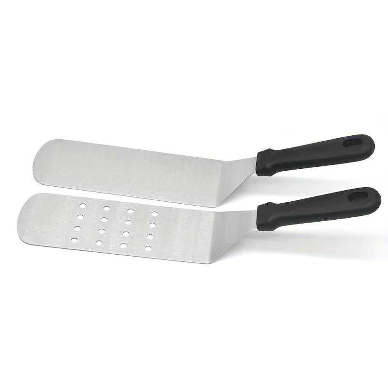 2pcs Big Metal Griddle Spatula Large Burger Smasher Hamburger Turner Scraper