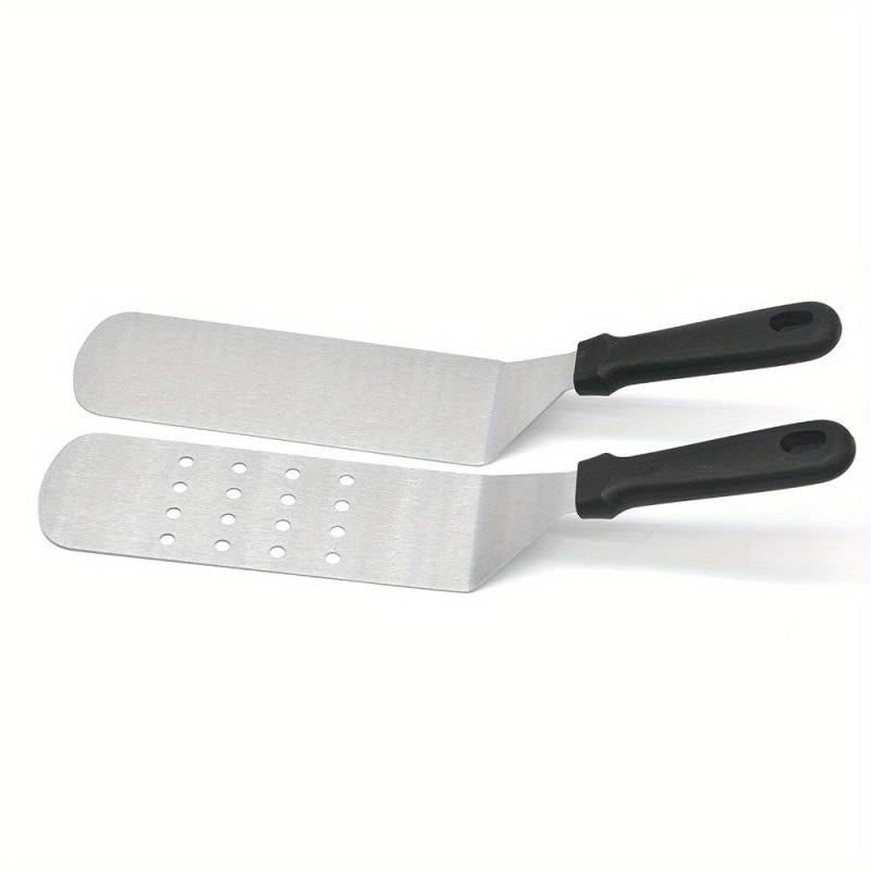 2pcs Big Metal Griddle Spatula Large Burger Smasher Hamburger Turner Scraper