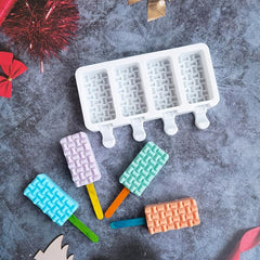 Bamboo Braided Ice Cream Mold Silicone Popsicle Mold