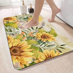 Rubber Kitchen Drain Mat Sunflower Pattern Coaster Absorbent Mat