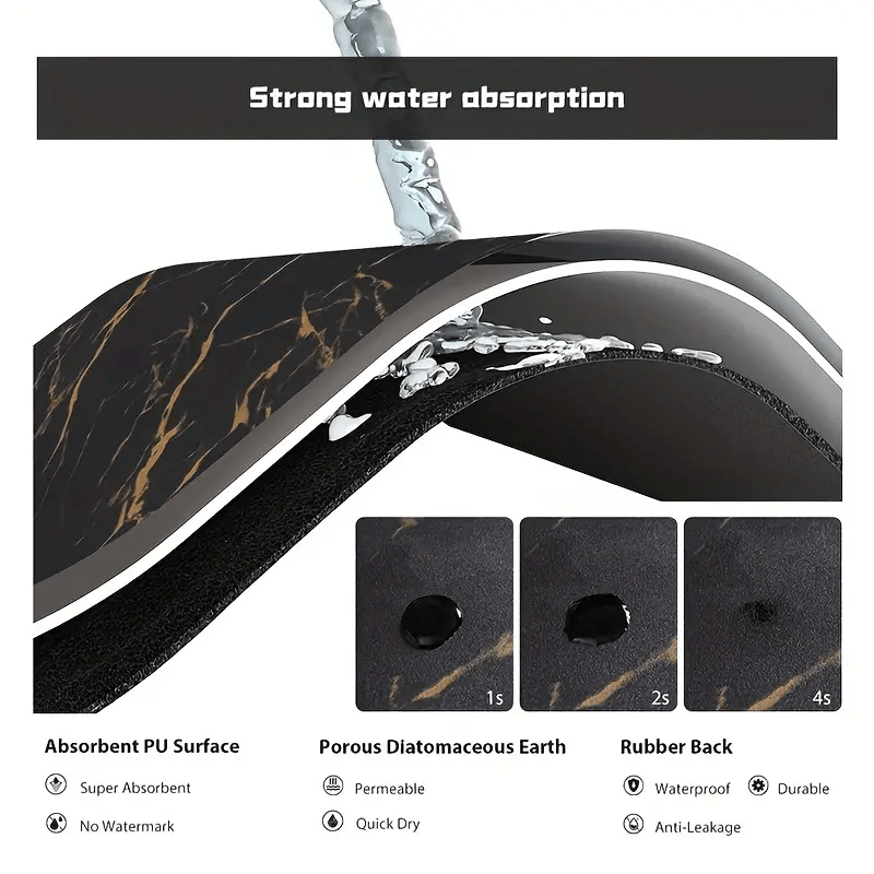 Flower Pattern Dish Drying Mat Non Slip Absorbent Coffee Machine Mat