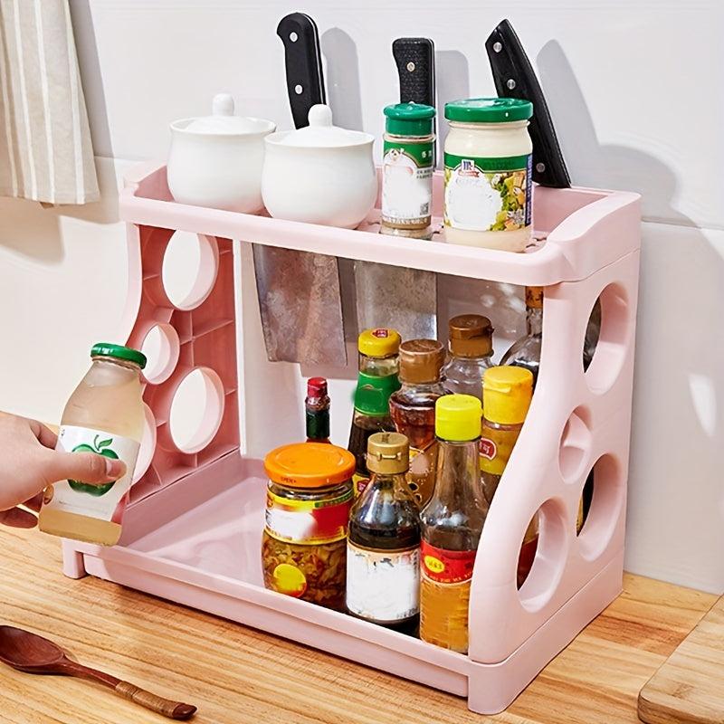 2 Tier Spice Rack Organizer for Countertop Multi-functional Seasoning Storage