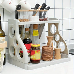 2 Tier Spice Rack Organizer for Countertop Multi-functional Seasoning Storage