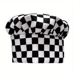 Chef Hat Striped And Plaid Adjustable Beret