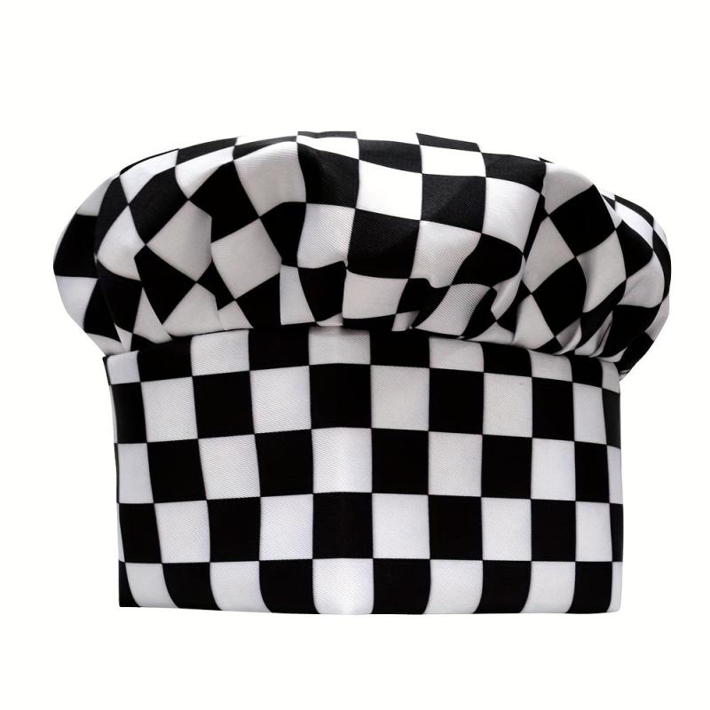 Chef Hat Striped And Plaid Adjustable Beret