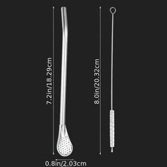 Stainless Steel Straw Spoons Set of 3
