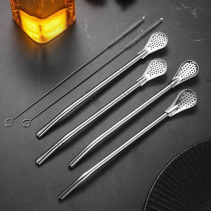 Stainless Steel Straw Spoons Set of 3