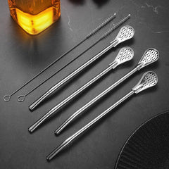 Stainless Steel Straw Spoons Set of 3