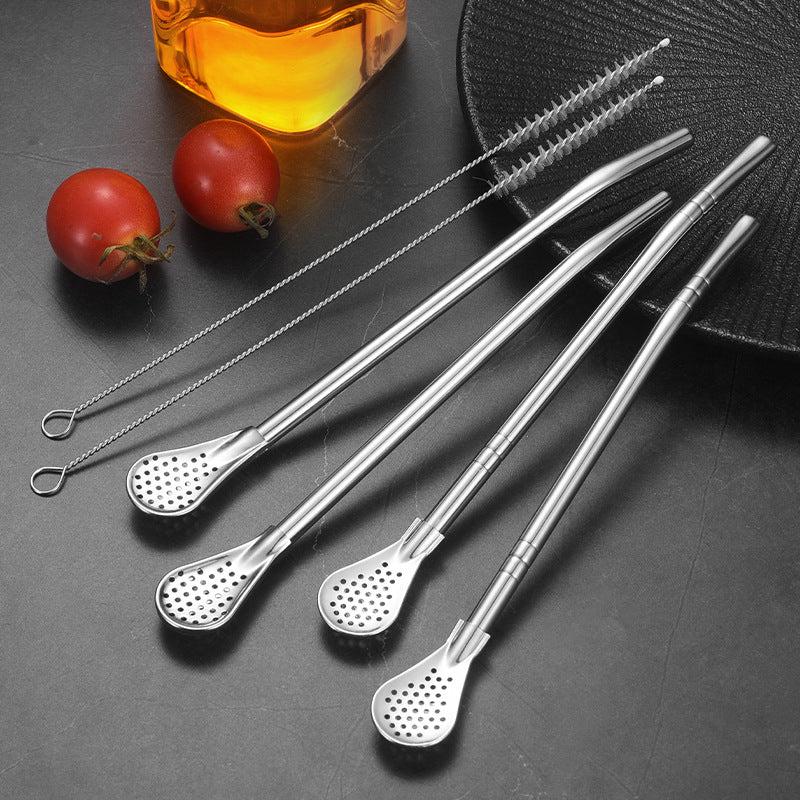 Stainless Steel Straw Spoons Set of 3