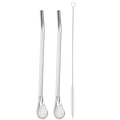 Stainless Steel Straw Spoons Set of 3