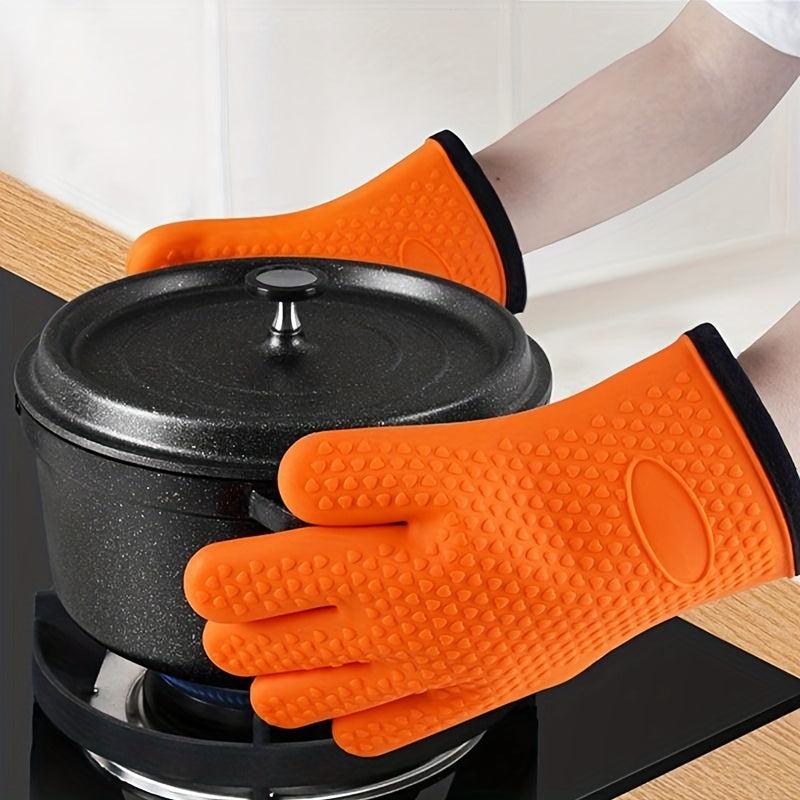 Silicone Oven Mitts Heat Resistant Thick Insulated Baking Gloves BBQ Kitchen