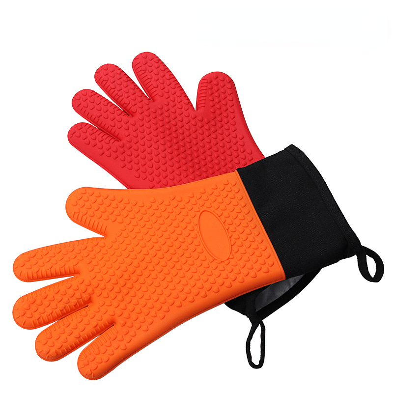 Silicone Oven Mitts Heat Resistant Thick Insulated Baking Gloves BBQ Kitchen