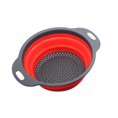 2pcs Silicone Strainer Basket Collapsible Colander Drain Basket Red Round