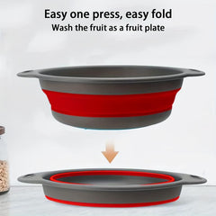 2pcs Silicone Strainer Basket Collapsible Colander Drain Basket Red Round