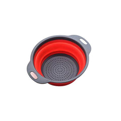 2pcs Silicone Strainer Basket Collapsible Colander Drain Basket Red Round