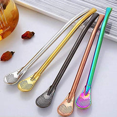 Colorful Stainless Steel Drinking Spoons for Yerba Mate Tea and Water