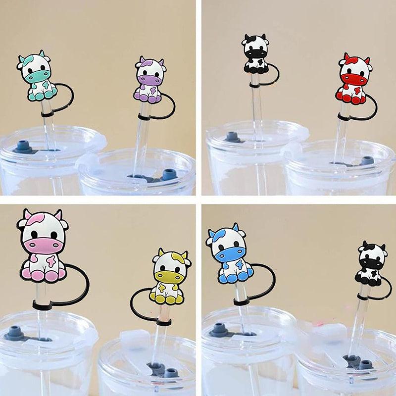 7pcs Silicone Cow Straw Tips Cover for Tumblers